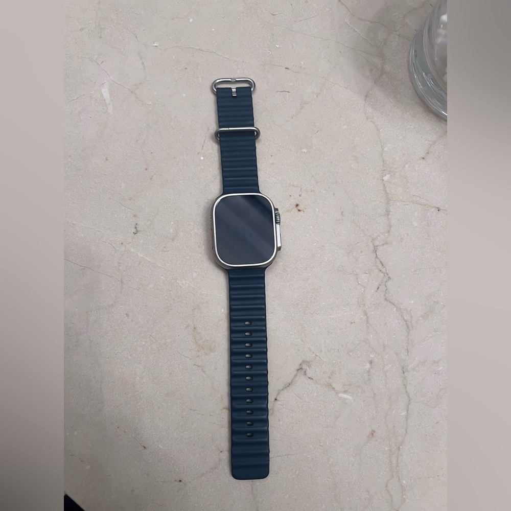 Apple Watch Ultra (GPS + Cellular) Titanium Case, Midnight Ocean Band